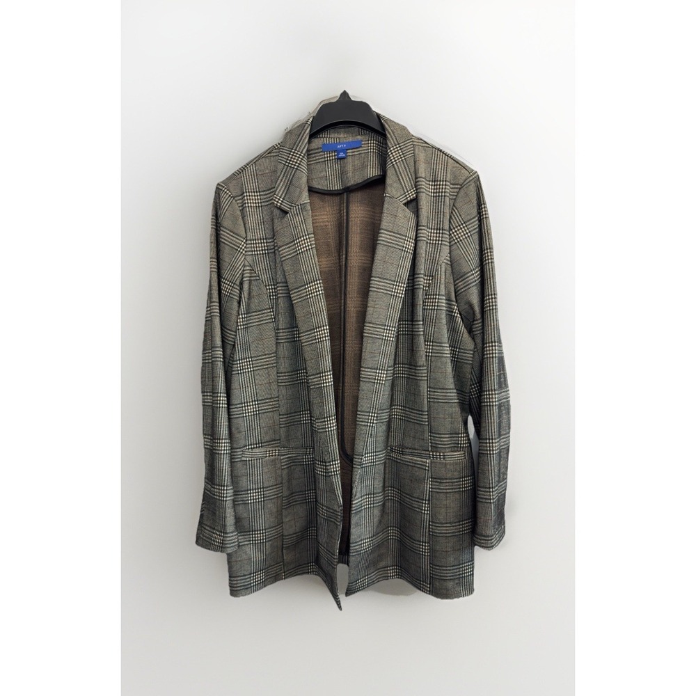 Apt. 9 Houndstooth Glen Plaid Blazer Jacket Women's Size XXL Black & White